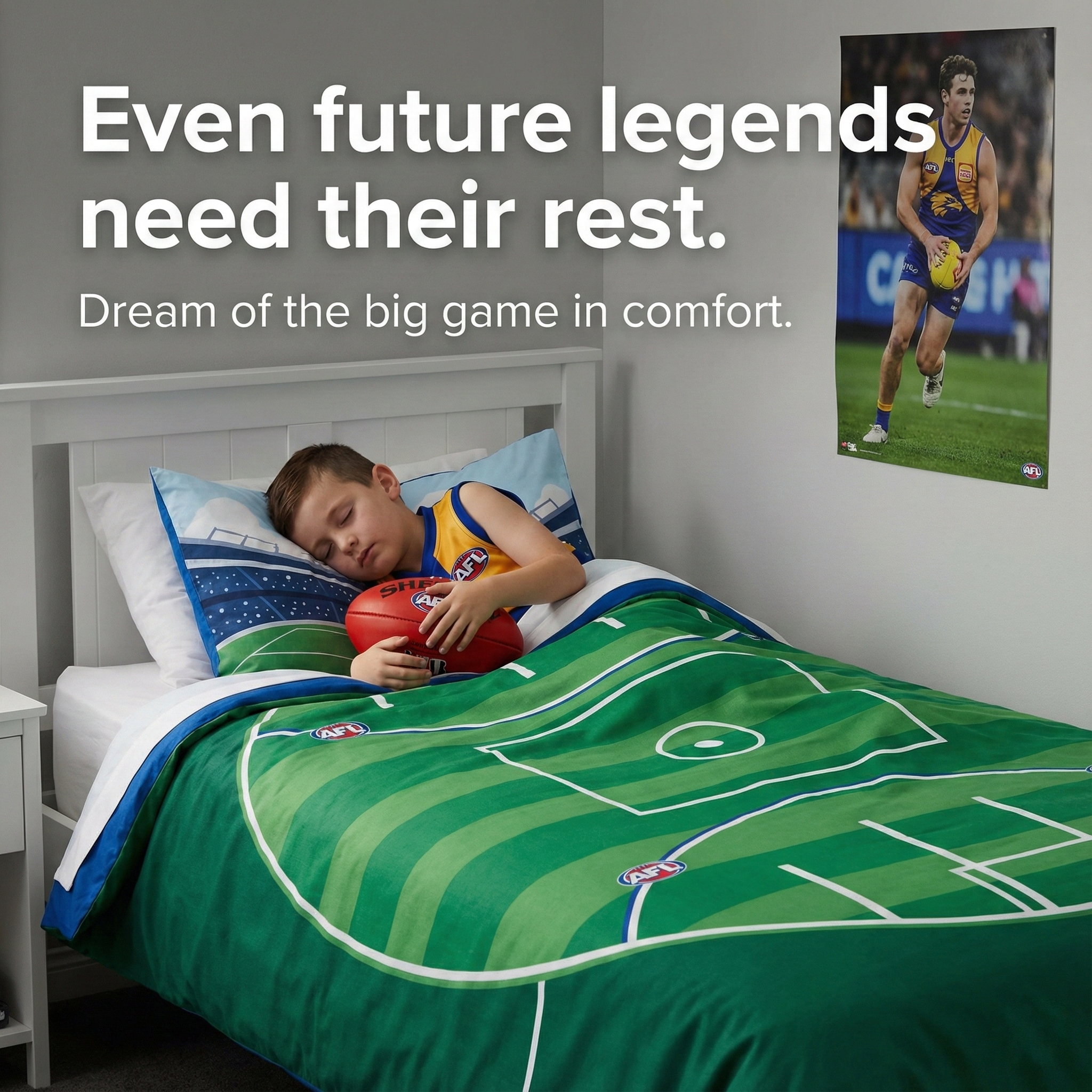 Personalised Sports Doona Cover Set - Custom Name & Favourite Sport