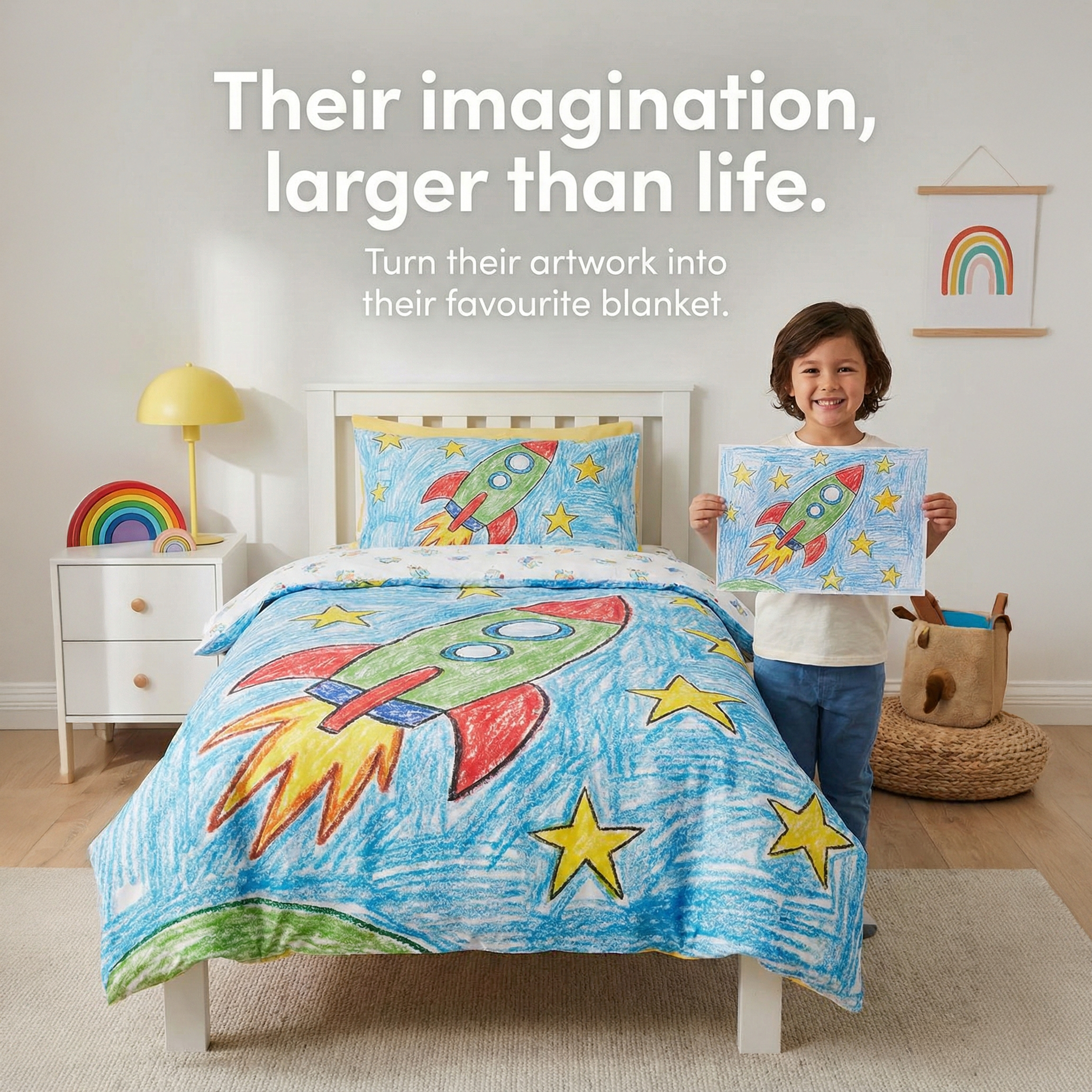 Custom Kids Artwork Doona Cover Set - Turn Your Child's Drawing into Bedding