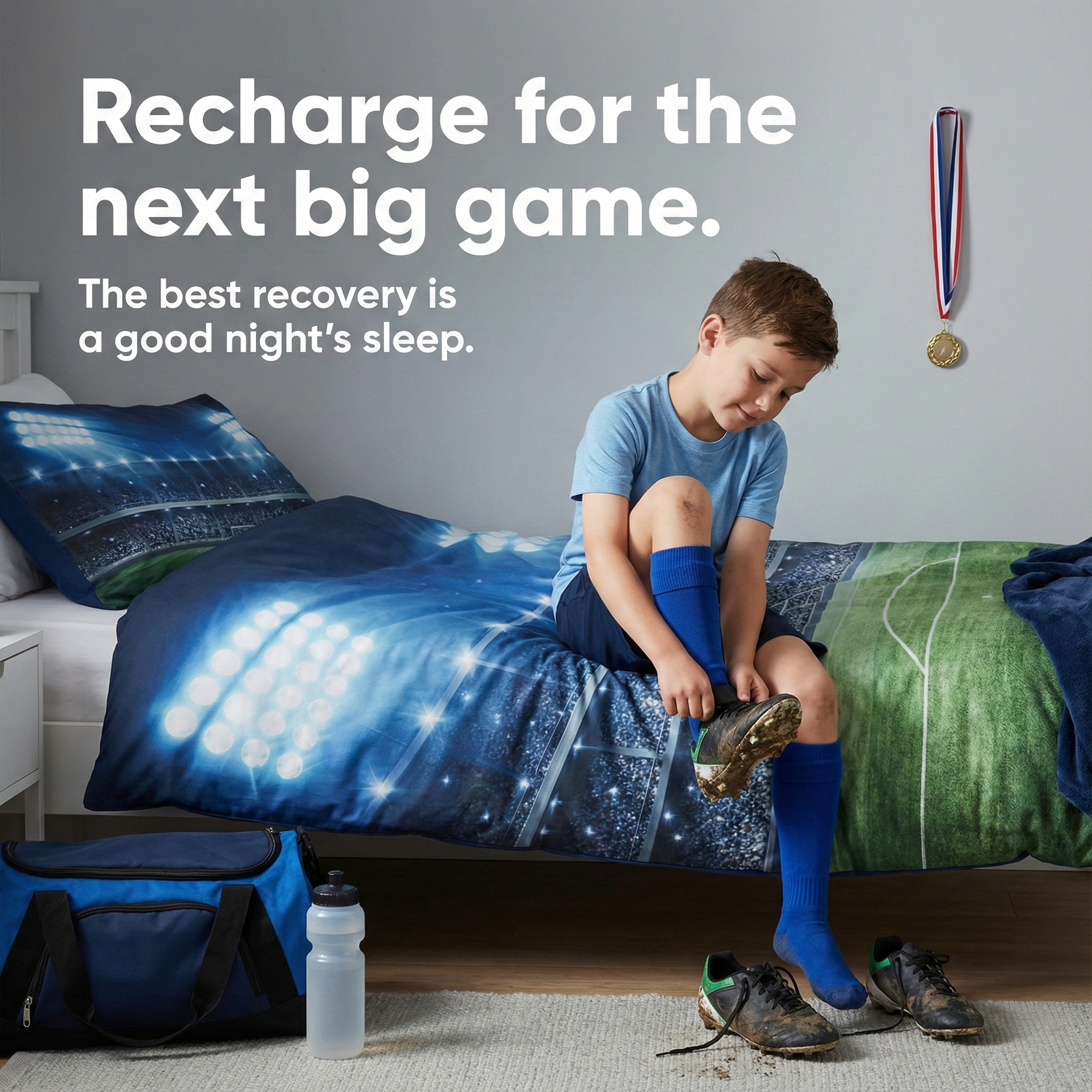 Personalised Sports Doona Cover Set - Custom Name & Favourite Sport