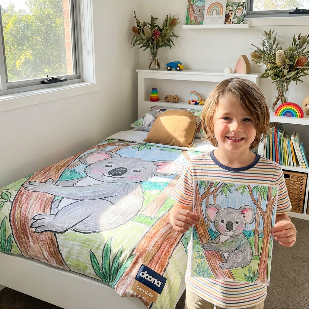 Custom Kids Artwork Doona Cover Set - Turn Your Child's Drawing into Bedding