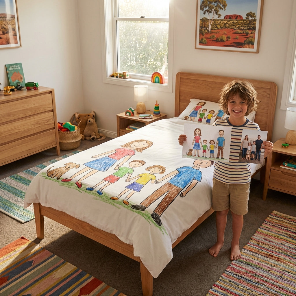 Custom Kids Artwork Doona Cover Set - Turn Your Child's Drawing into Bedding