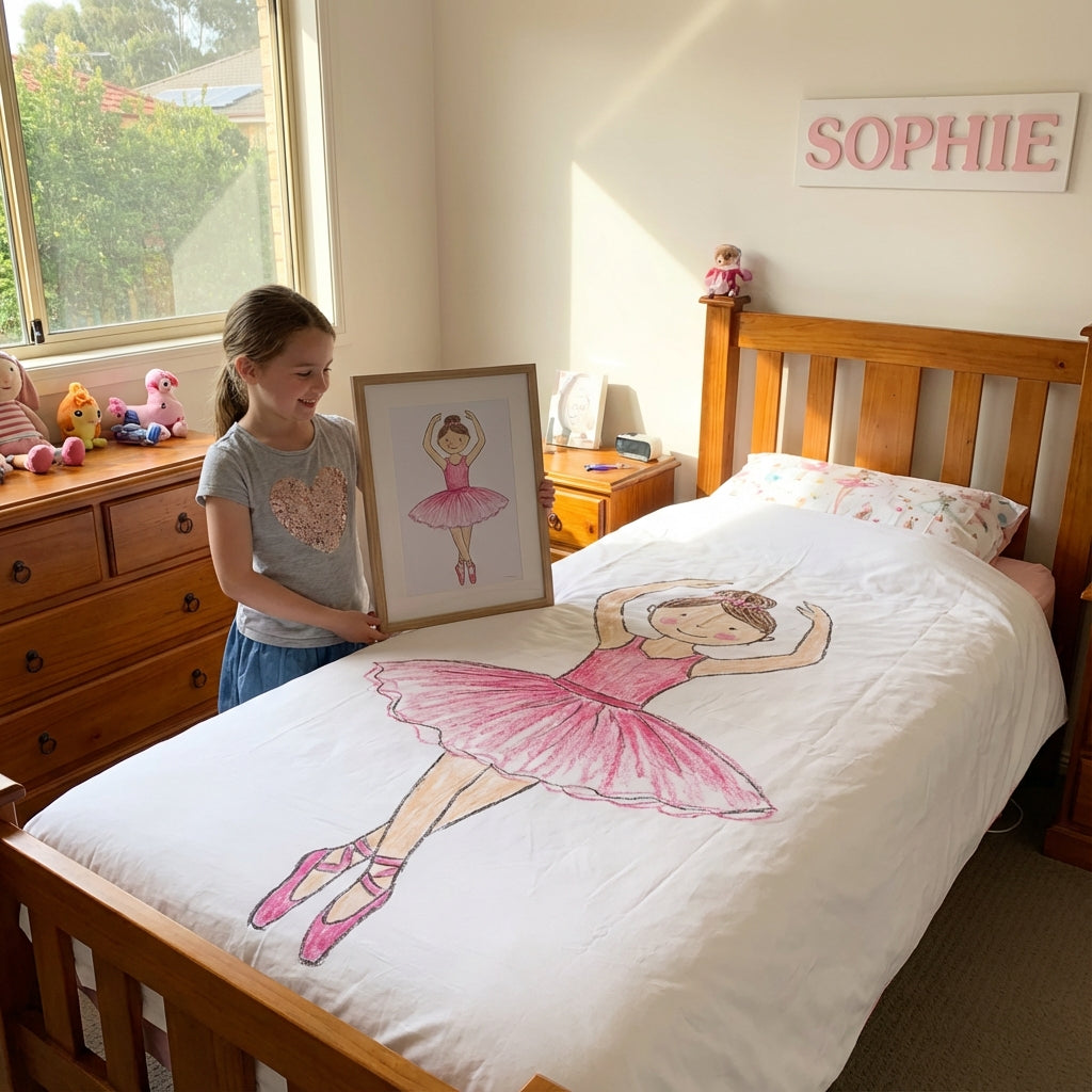 Custom Kids Artwork Doona Cover Set - Turn Your Child's Drawing into Bedding