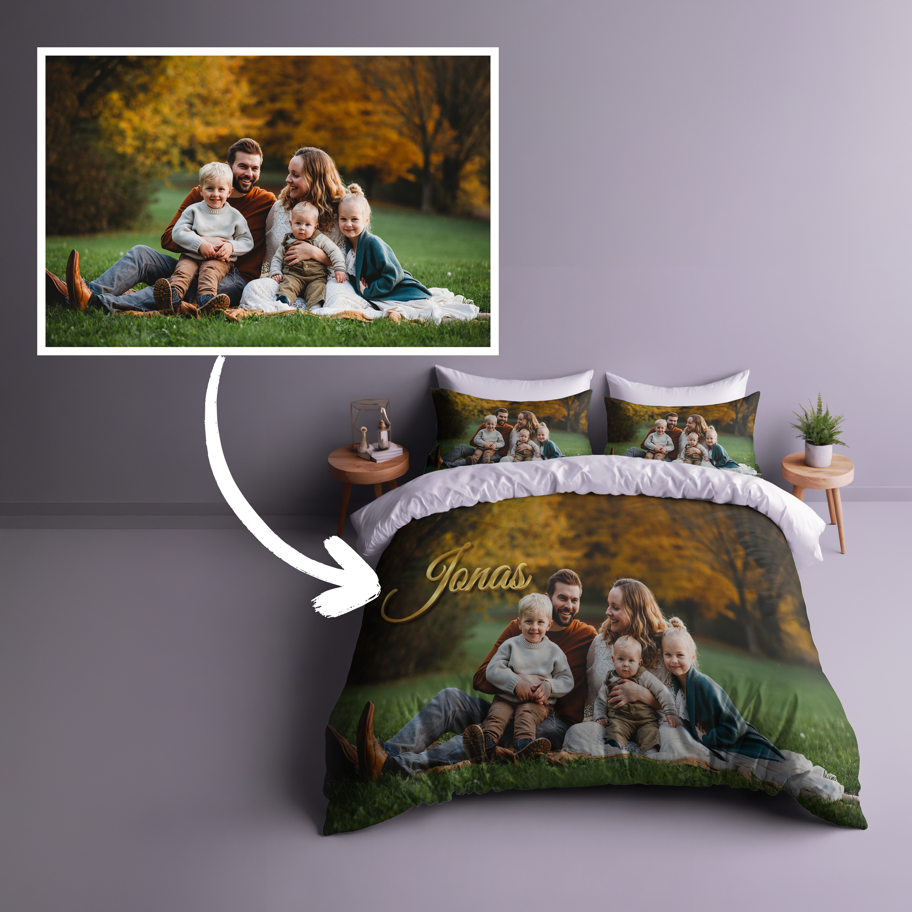 Custom Designed Personalized Family Photo Doona Cover Set