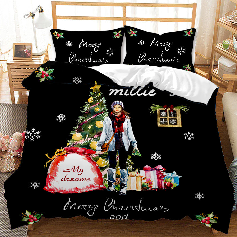 Festive Joy Personalised Christmas Quilt Cover