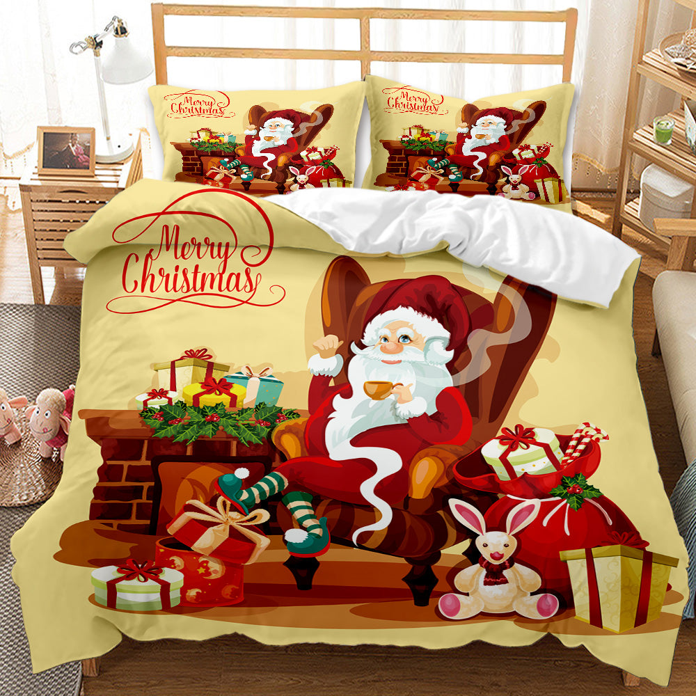 Santa's Joyful Christmas Quilt Cover Set