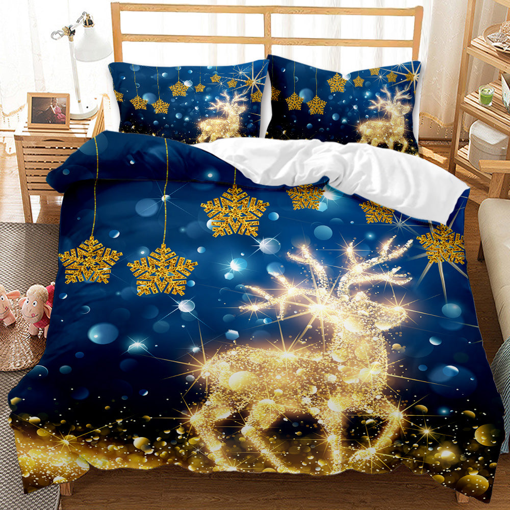 Golden Reindeer Personalised Quilt Cover Set