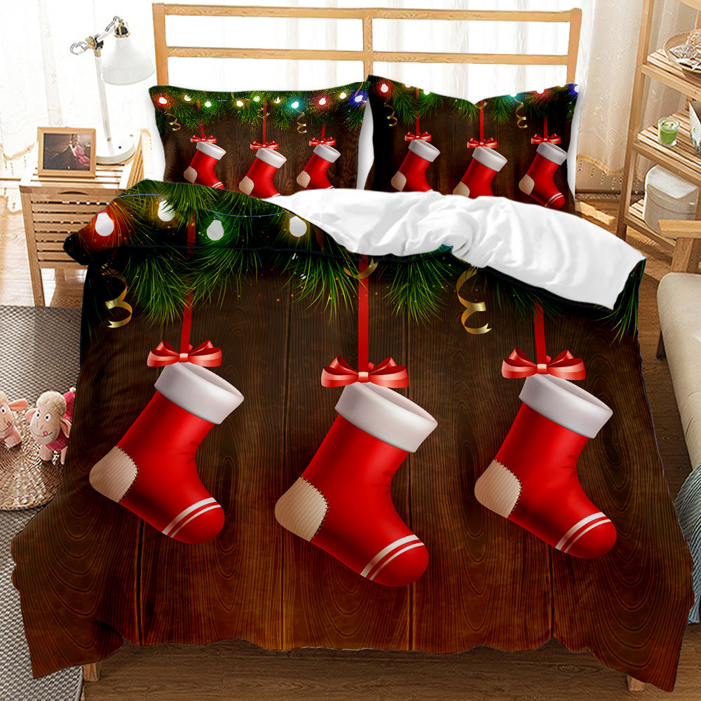 Festive Stocking Personalised Quilt Cover Set