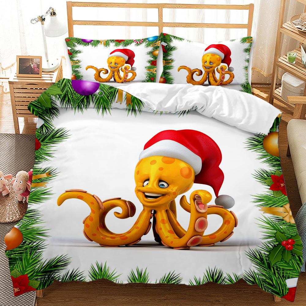 Festive Octopus Personalised Quilt Cover Set