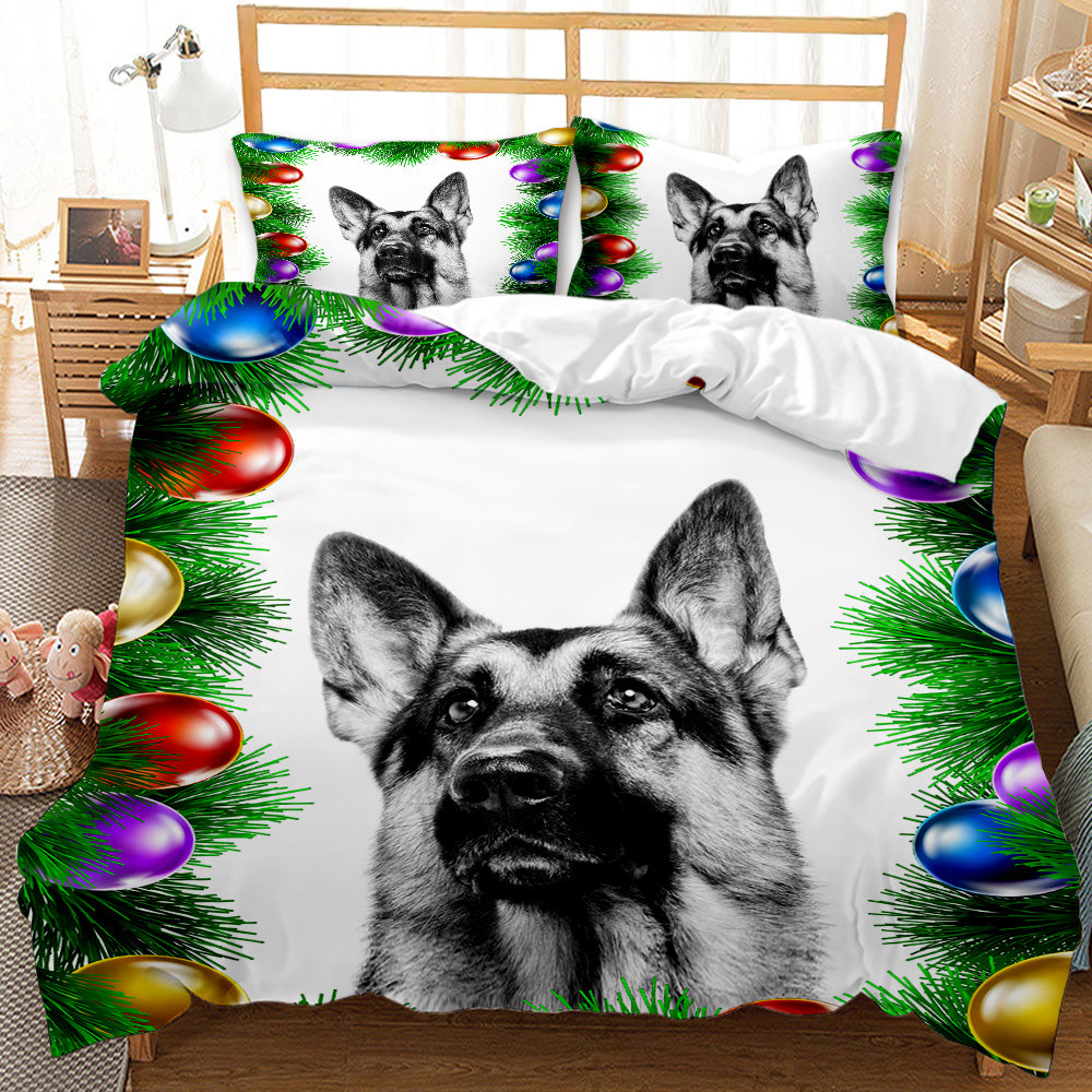 Festive German Shepherd Quilt Cover Set