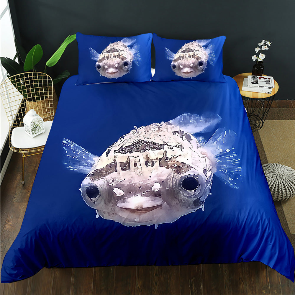 Whimsical Pufferfish Ocean Quilt Cover Set