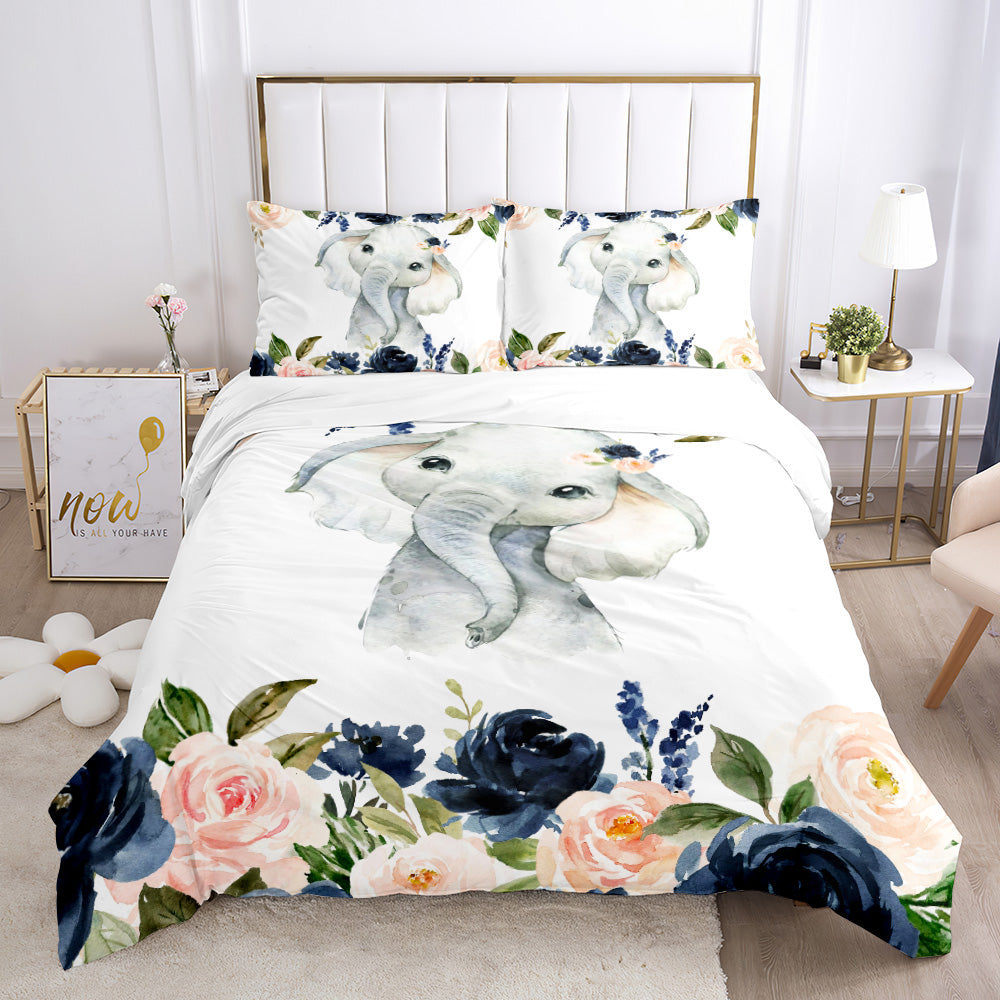 Whimsical Elephant & Floral Dream Duvet Set