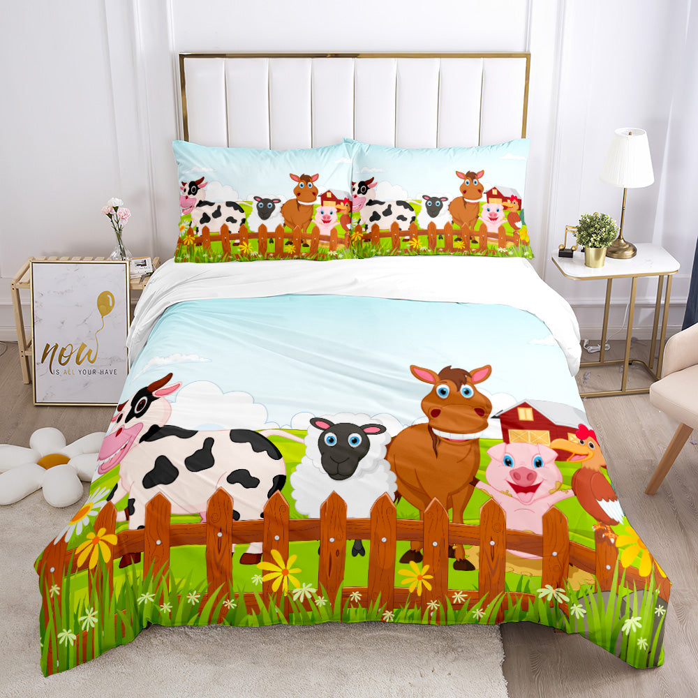 Sunny Farmyard Friends Quilt Cover Set