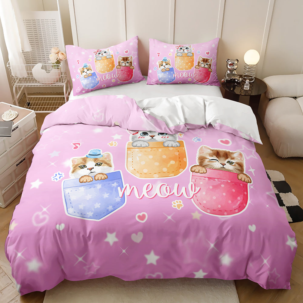 Kitty Pocket Dreams Quilt Cover Set