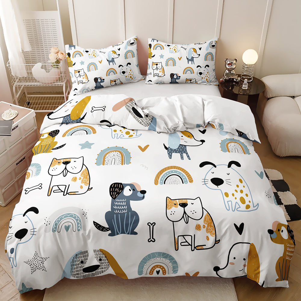 Playful Pups & Rainbows Quilt Cover Set