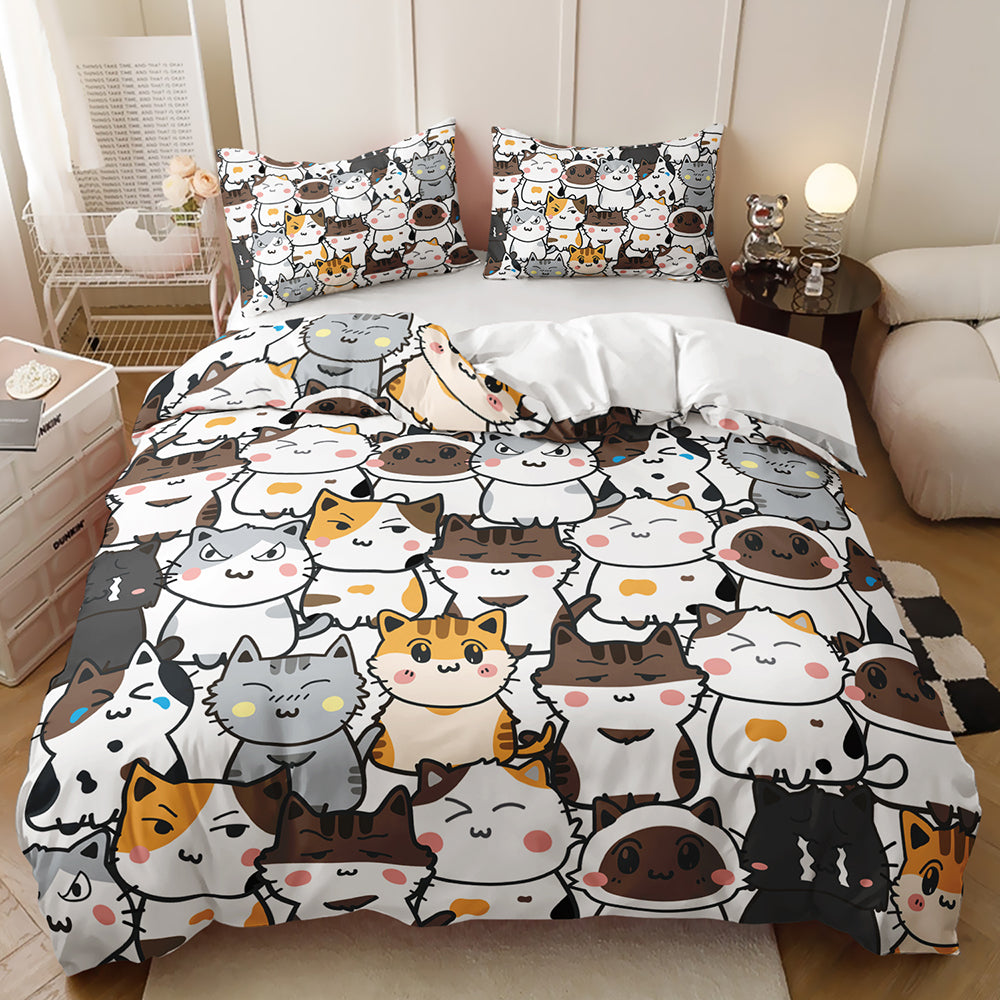 Playful Kitty Parade Quilt Cover Set