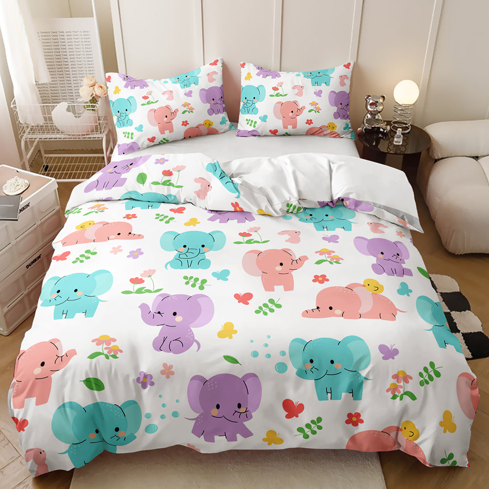 Playful Pastel Elephant Safari Bedding Set