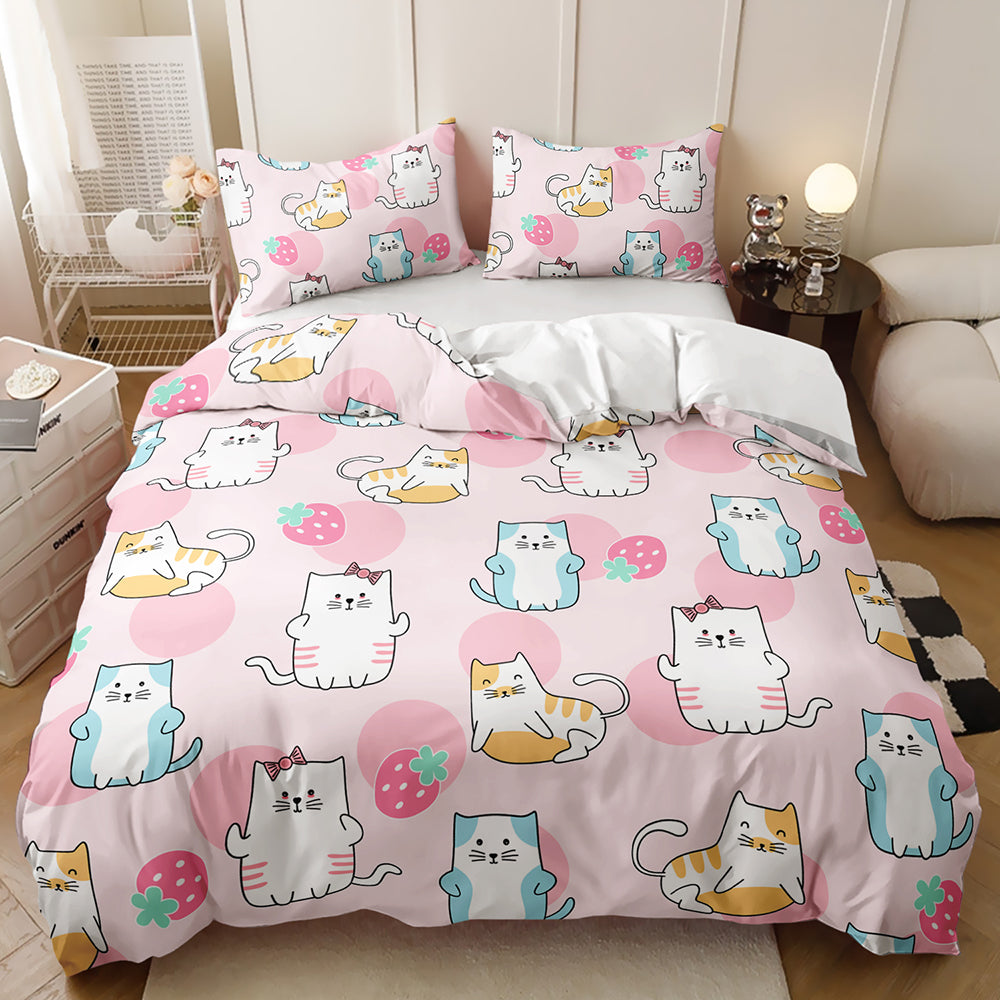 Whimsical Kitty Wonderland Quilt Cover Set