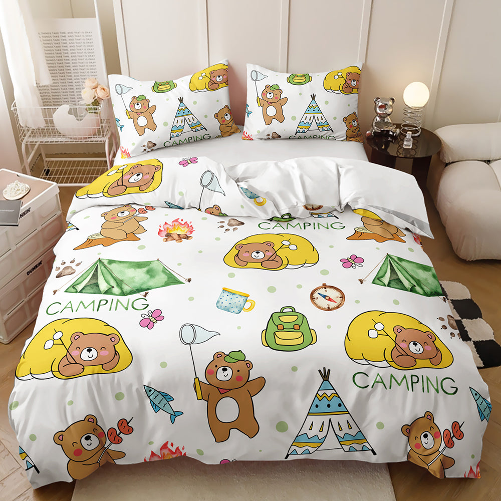 Cozy Bear Camping Adventure Quilt Set