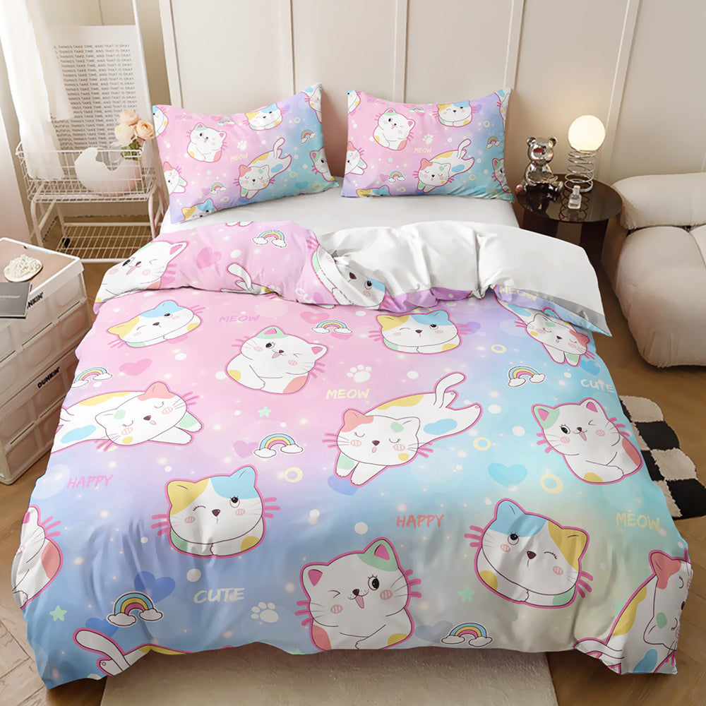 Pastel Kitty Dreams Quilt Cover Set
