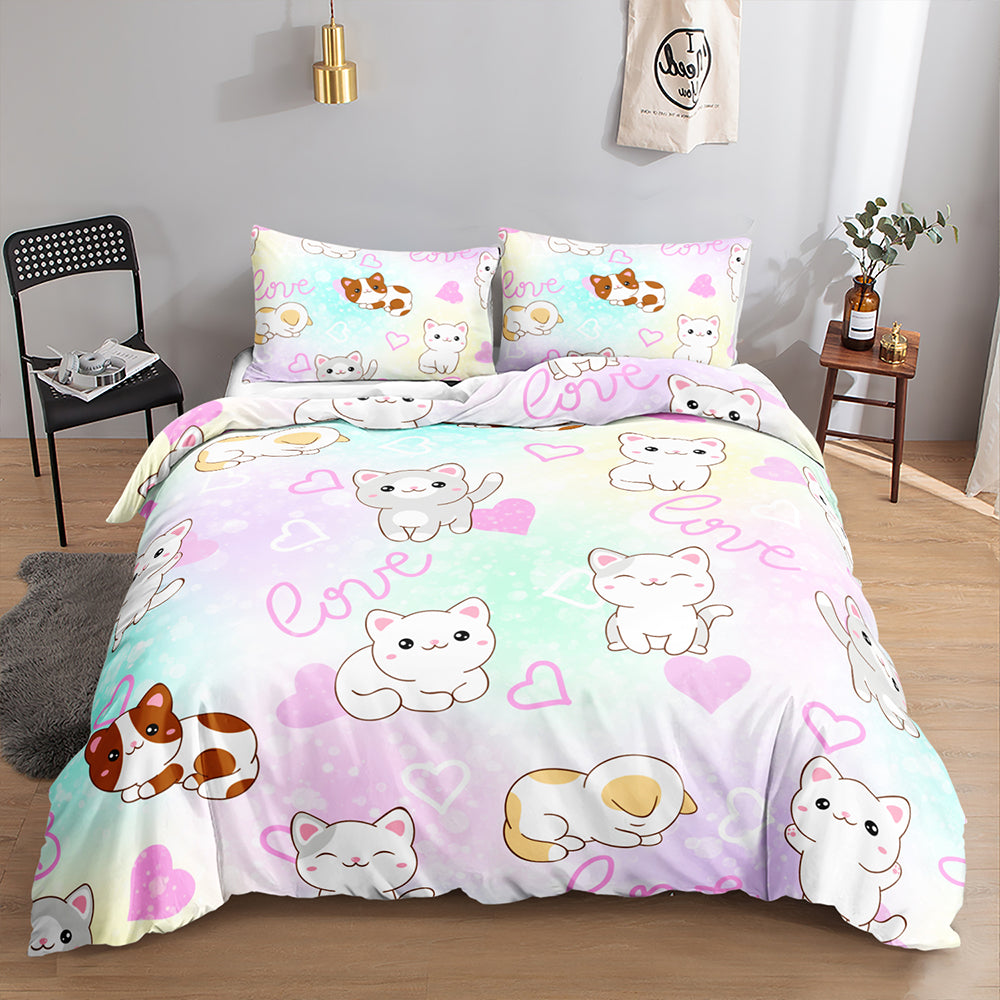 Dreamy Kitten Love Quilt Cover Set