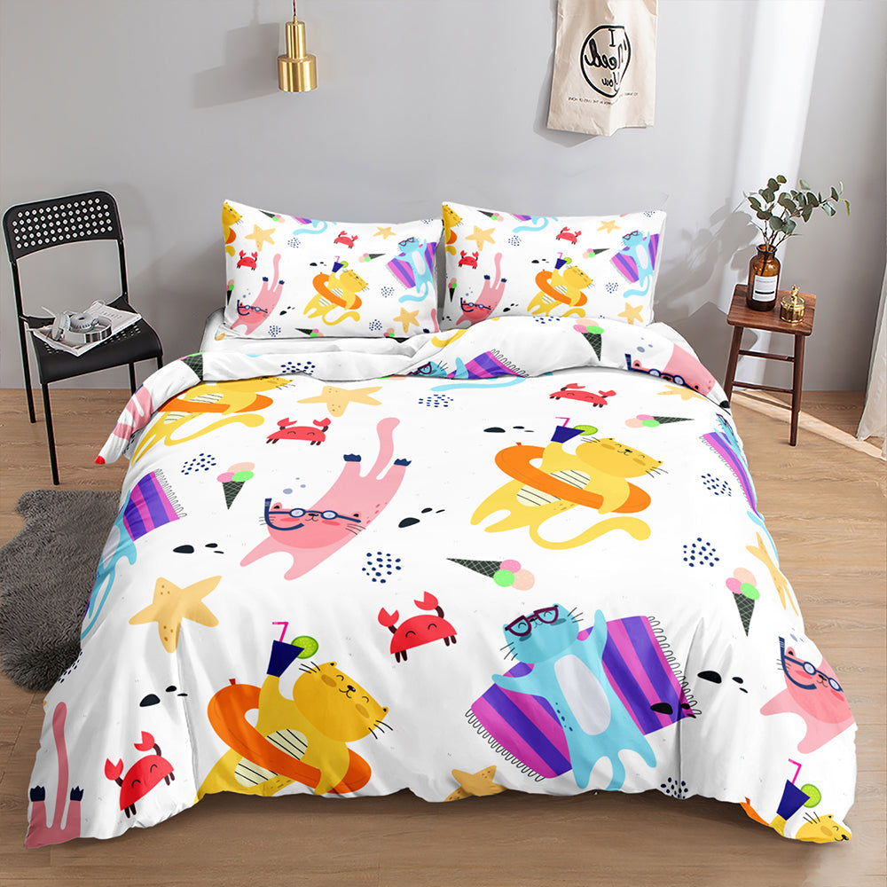 Cool Cats Summer Vibes Quilt Cover Set