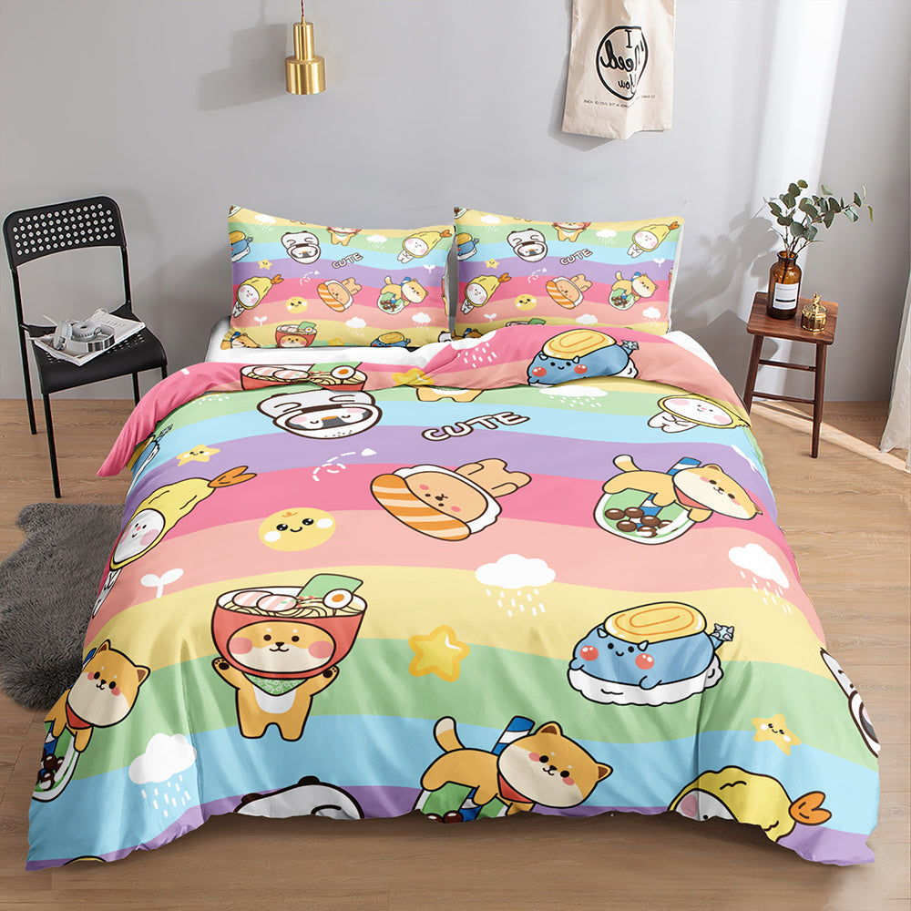 Rainbow Kawaii Pals Quilt Cover Set