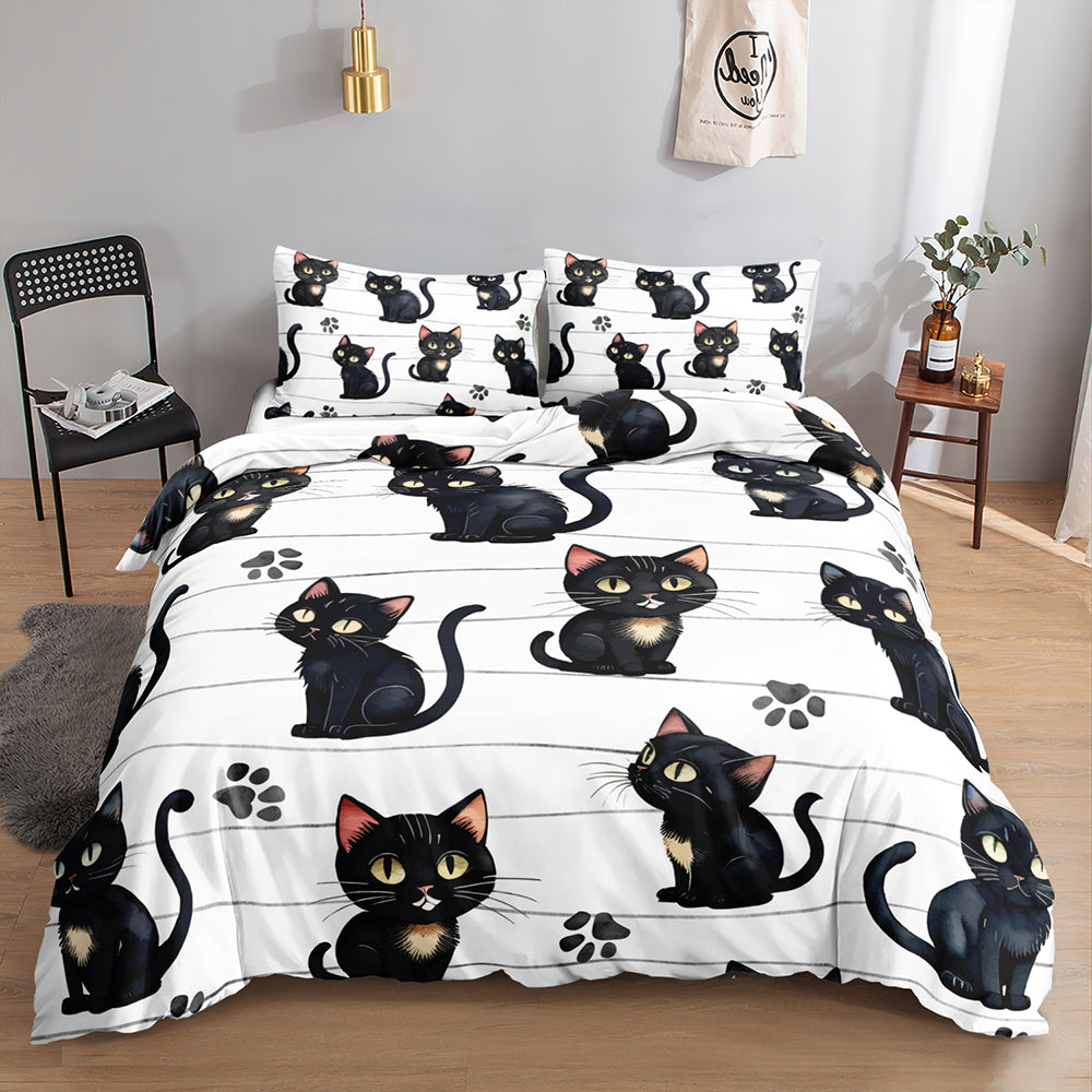Purr-fect Black Cat Charm Quilt Cover Set