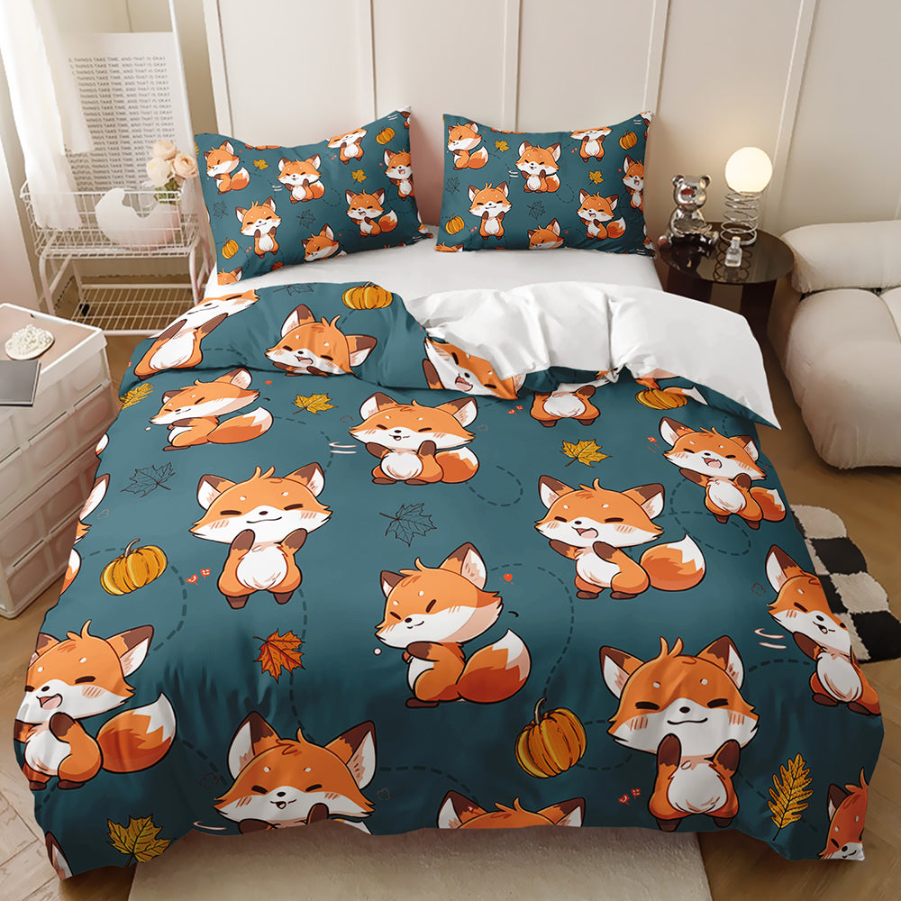 Playful Fox Forest Duvet Set