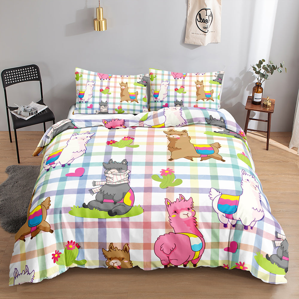 Cheerful Llama Meadow Quilt Cover Set