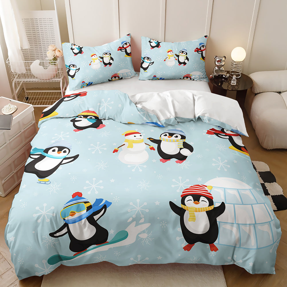 Arctic Penguin Playground Quilt Set