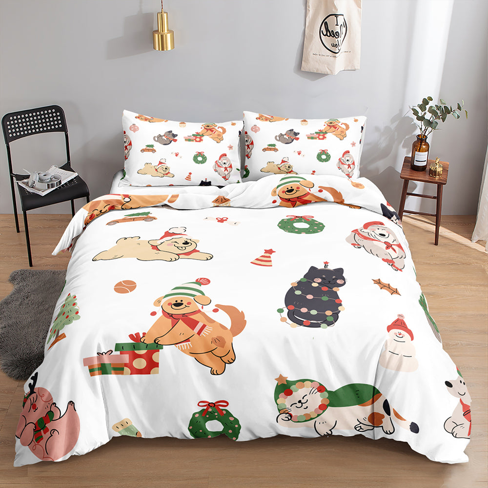 Festive Paws Holiday Quilt Cover Set