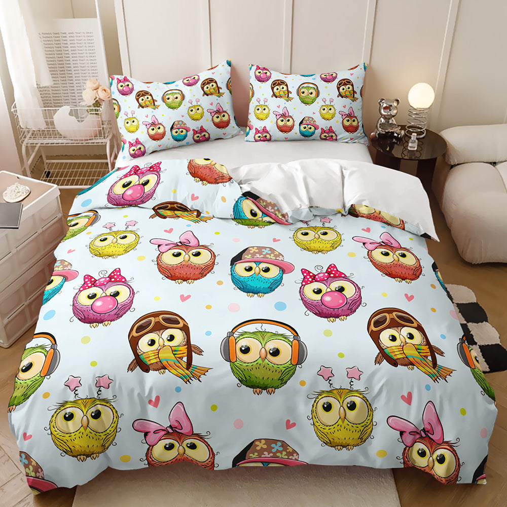 Whimsical Owl Party Quilt Cover Set