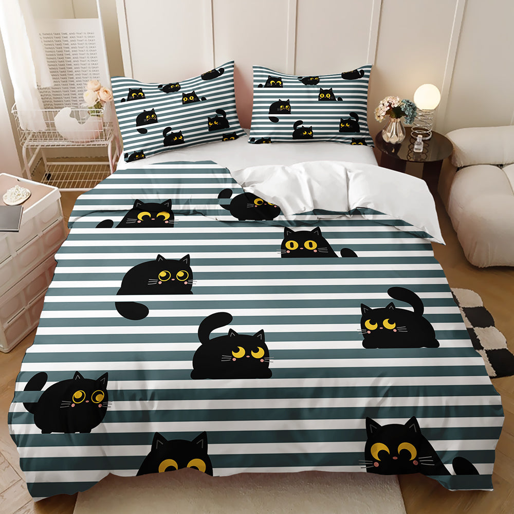 Mischievous Midnight Cats Quilt Cover Set