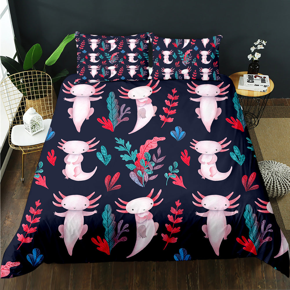 Whimsical Axolotl Garden Quilt Cover Set