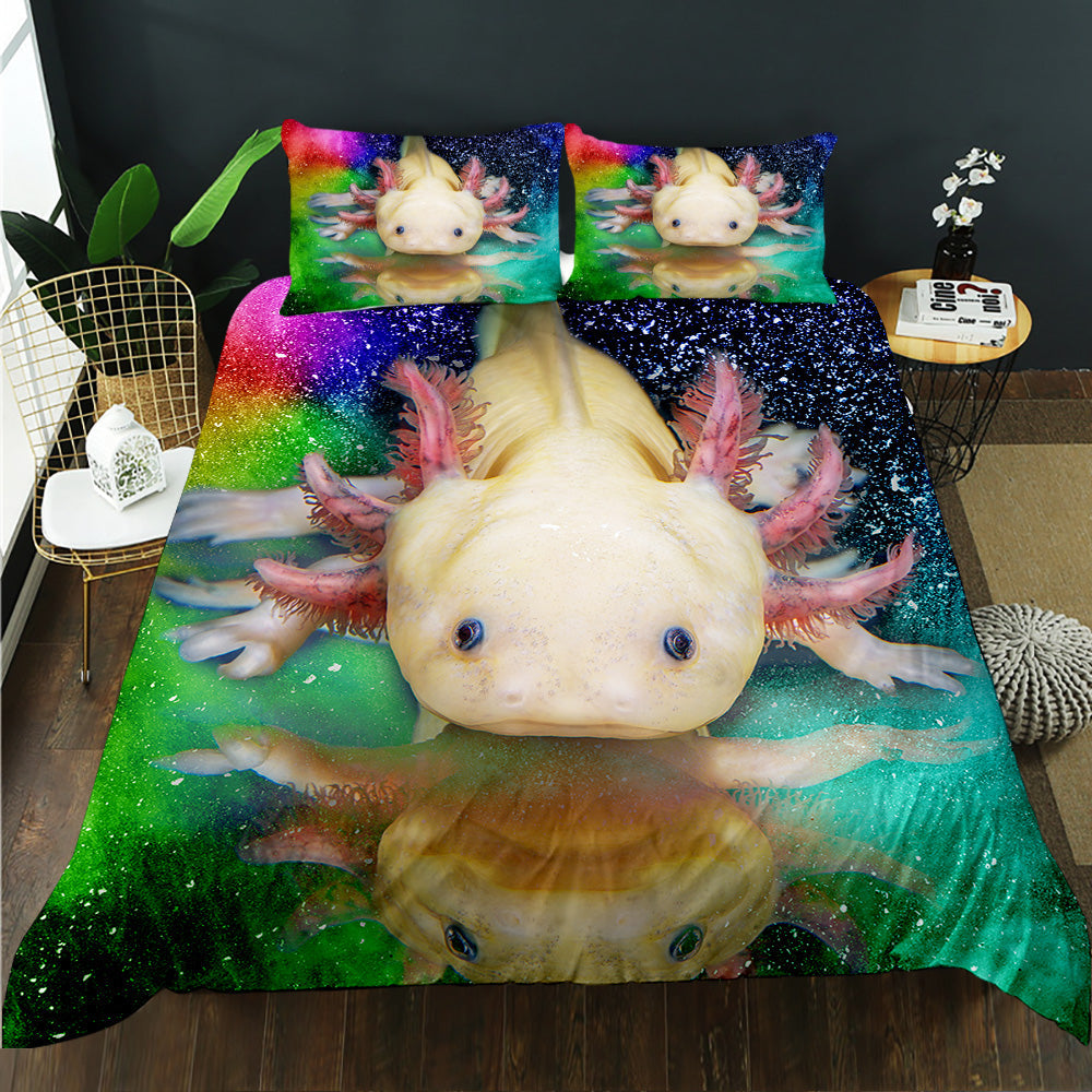 Mystical Axolotl Galaxy Quilt Cover Set