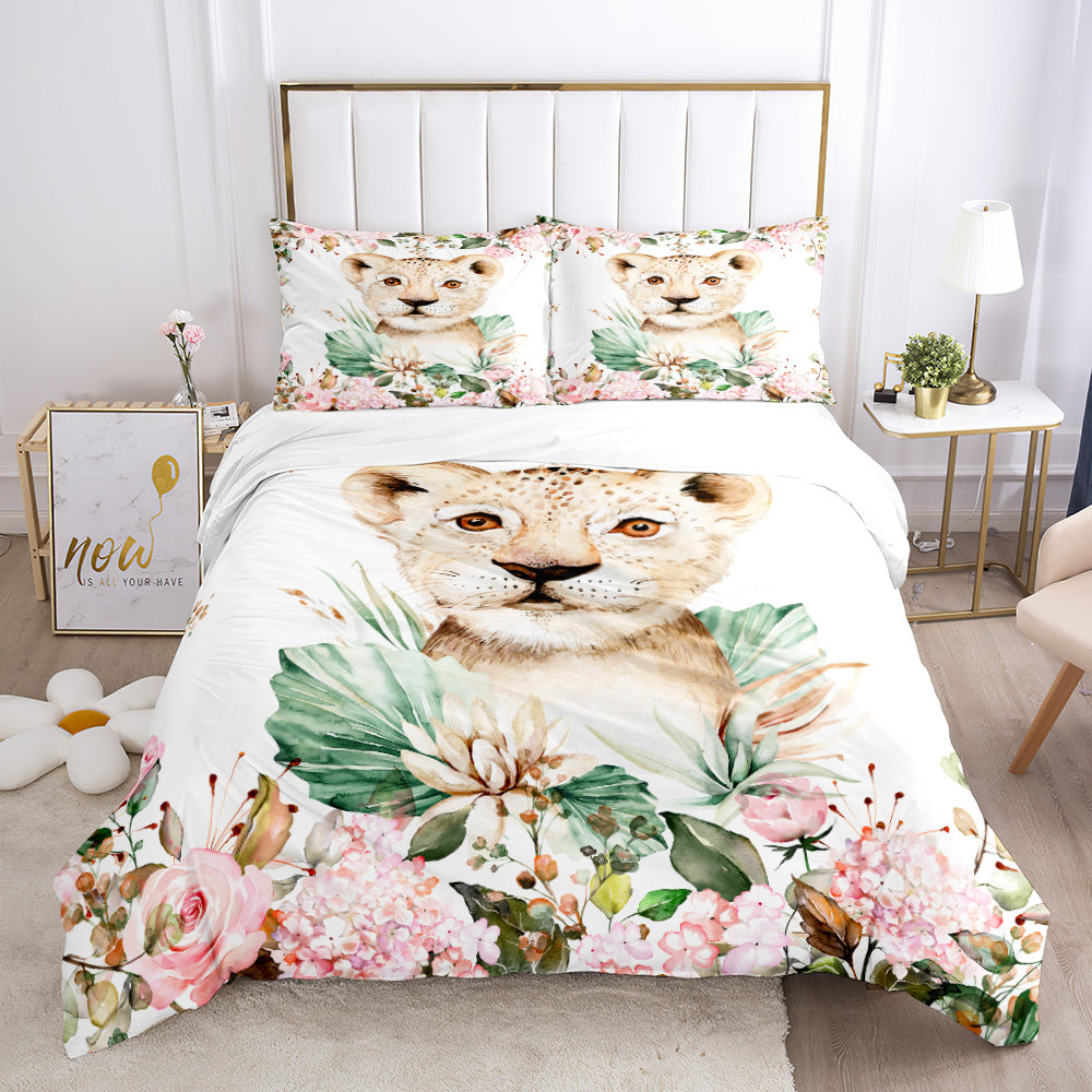 Charming Cheetah Blossom Bedding Set