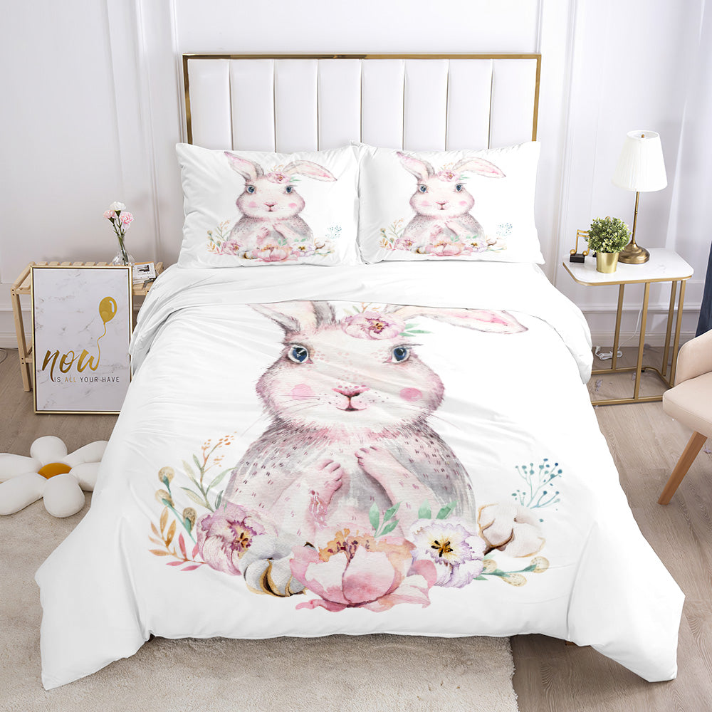 Whimsical Woodland Bunny Blossom Quilt Set