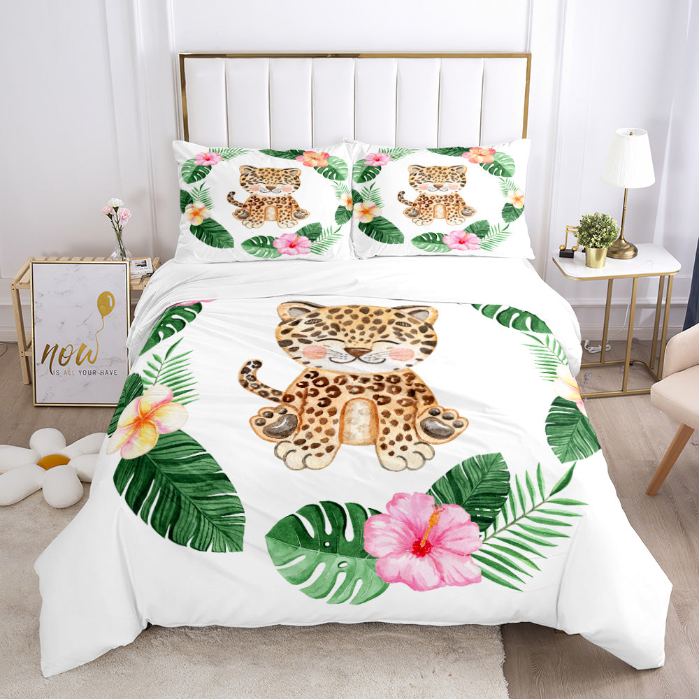 Tropical Jungle Leopard Quilt Cover Set