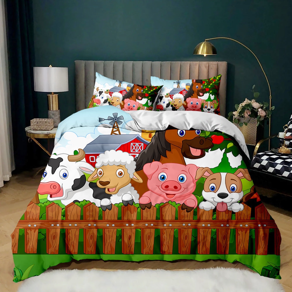 Cheerful Farmyard Friends Quilt Cover Set