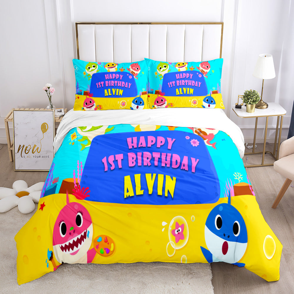 Shark Birthday Splash Quilt Cover Set