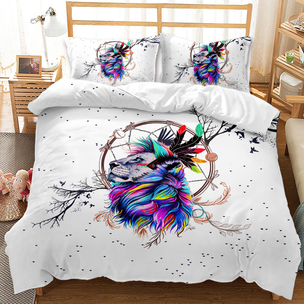 Vibrant Tribal Lion Dreamscape Quilt Set