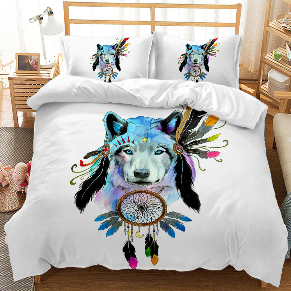 Mystical Dreamcatcher Wolf Quilt Cover Set