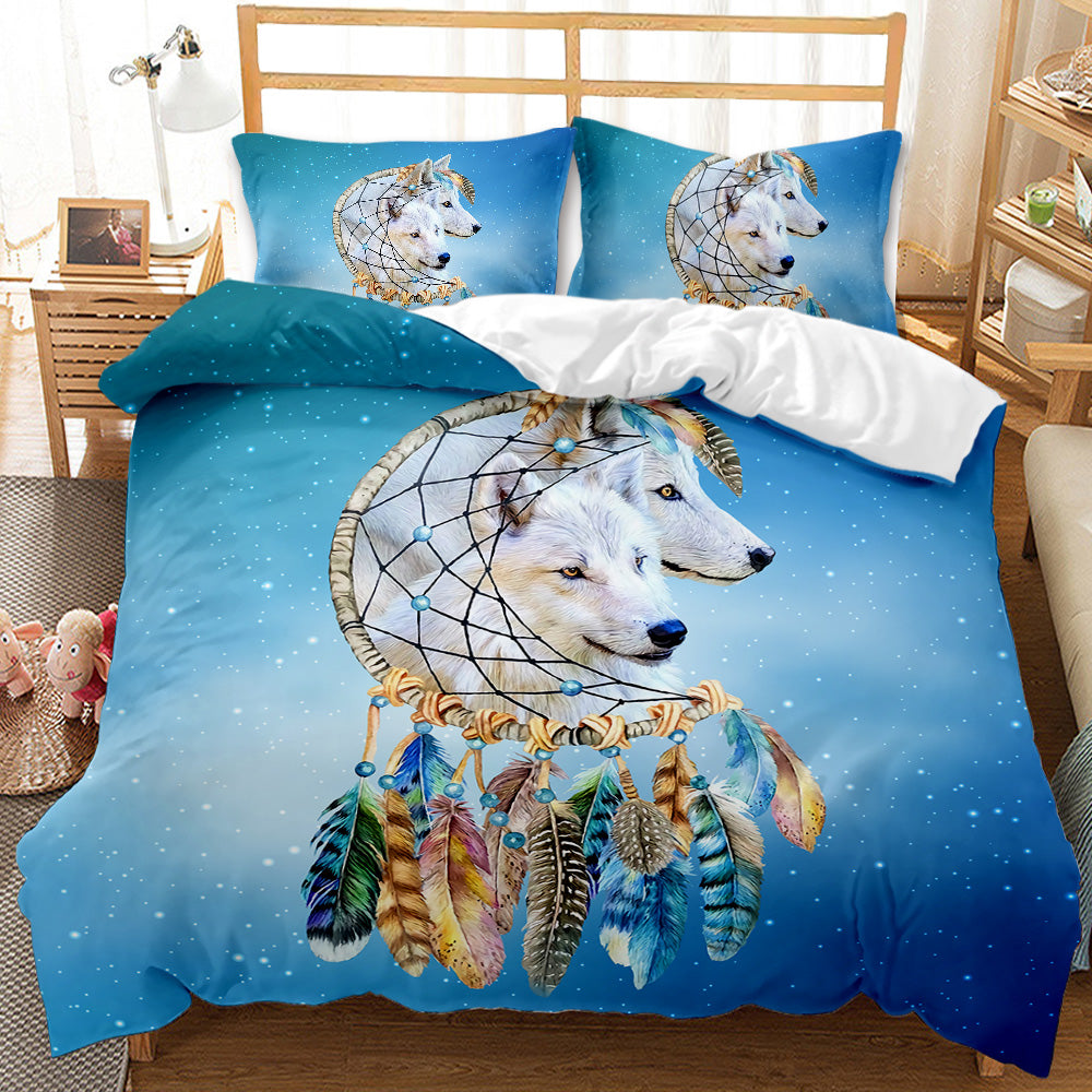 Mystic Wolves Dreamcatcher Quilt Cover