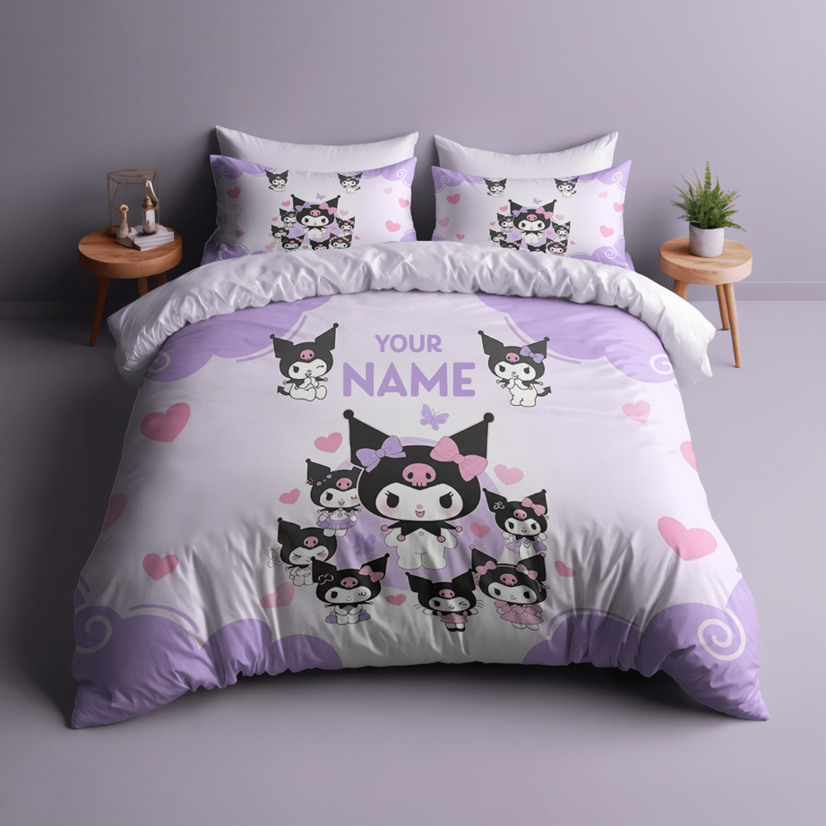 Kuromi Whimsical Kitty Dreams Quilt Cover Set