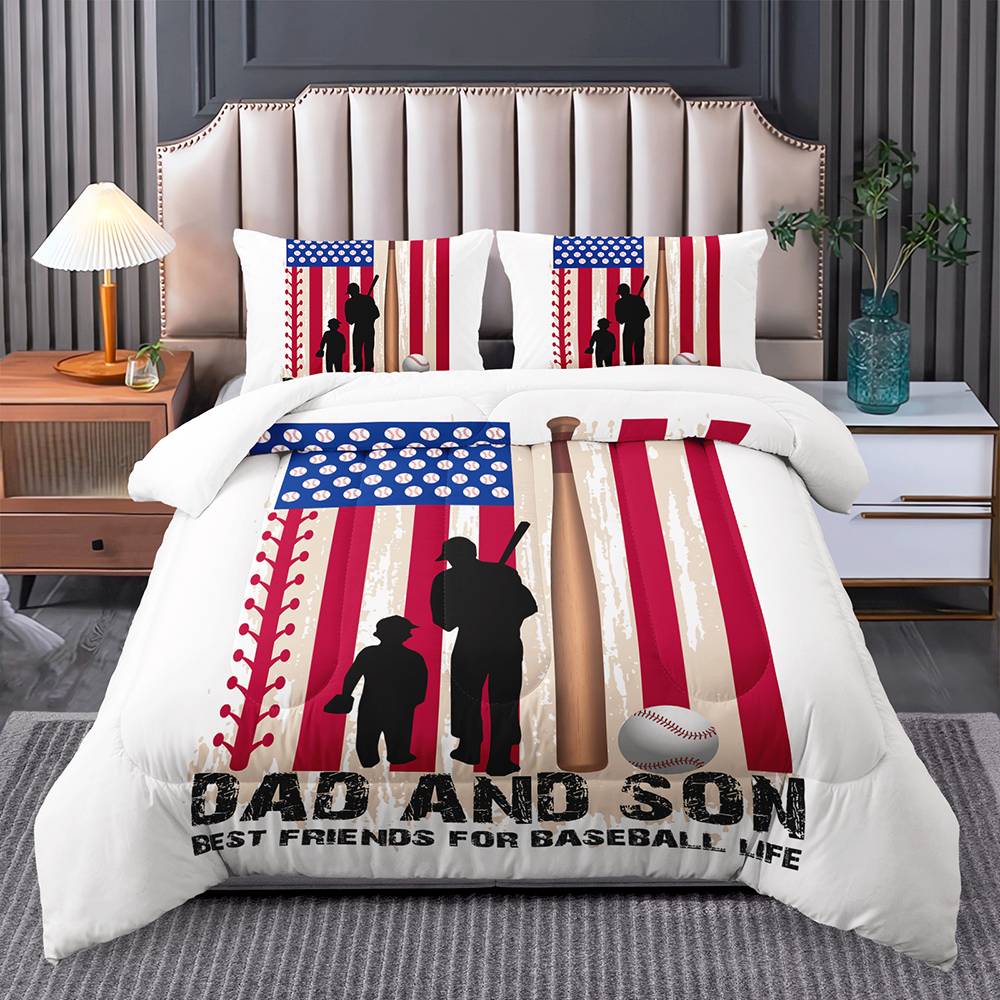 Father-Son Baseball Dreams Quilt Set