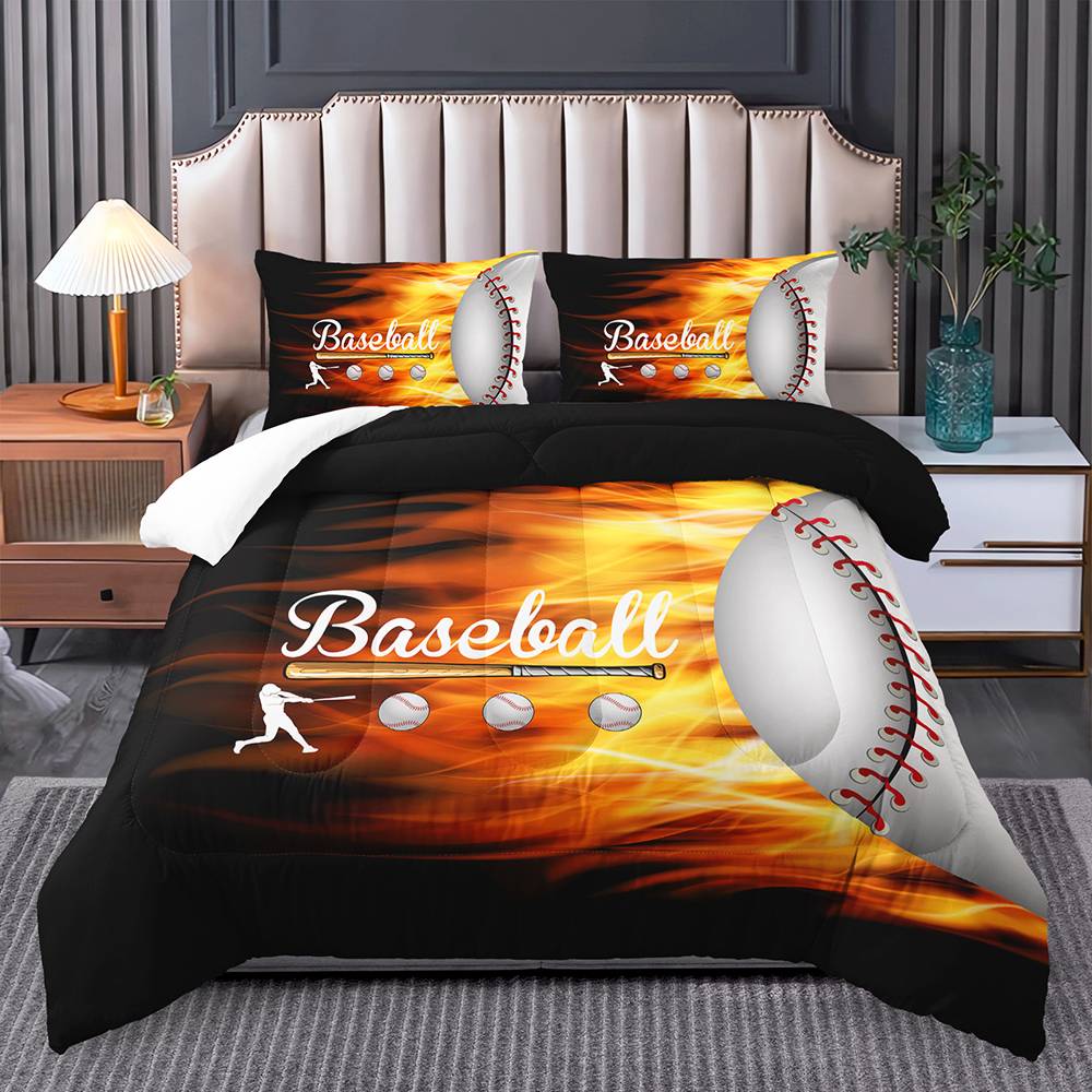 Fiery Baseball Passion Bedding Set