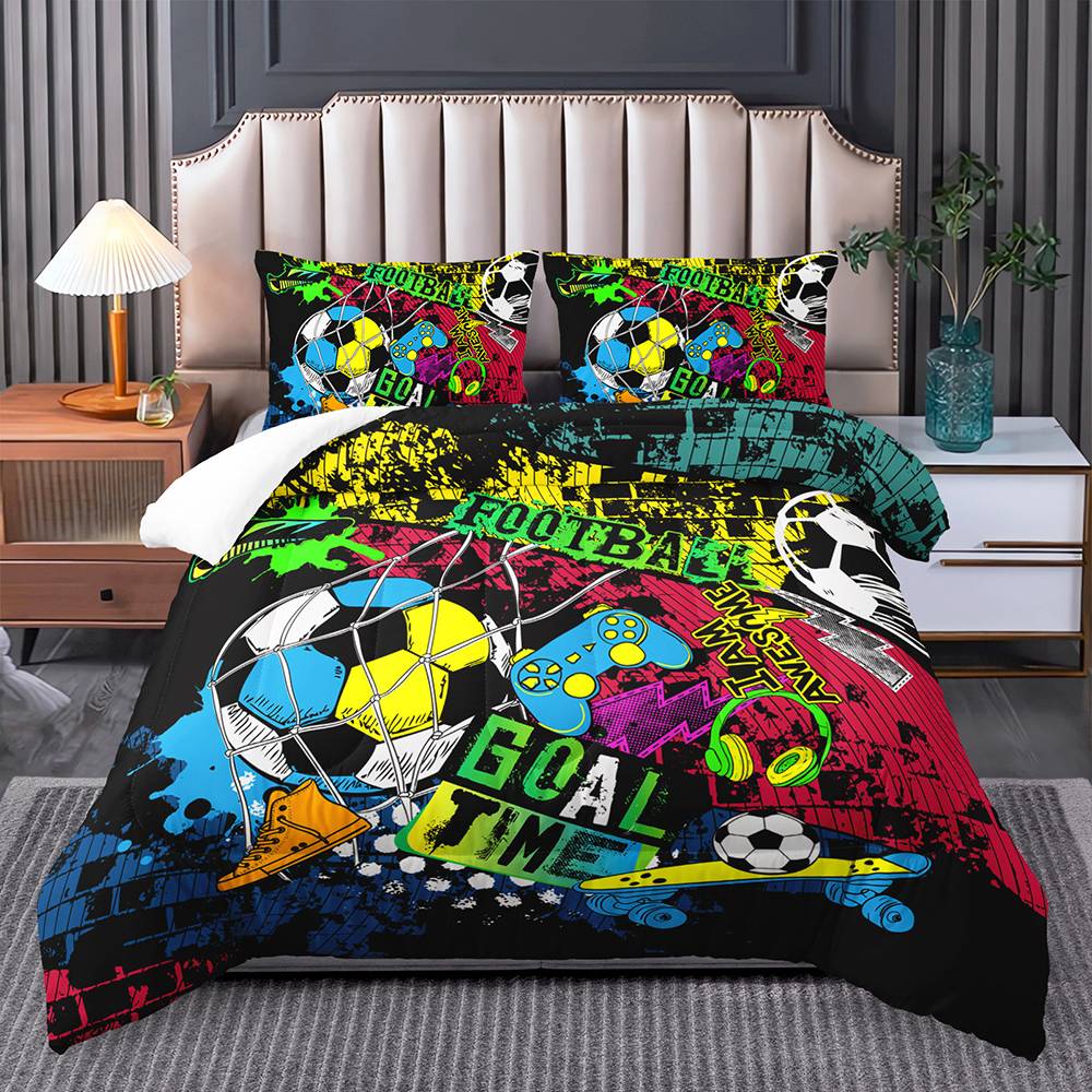 Vibrant Soccer Blast Quilt Cover Set