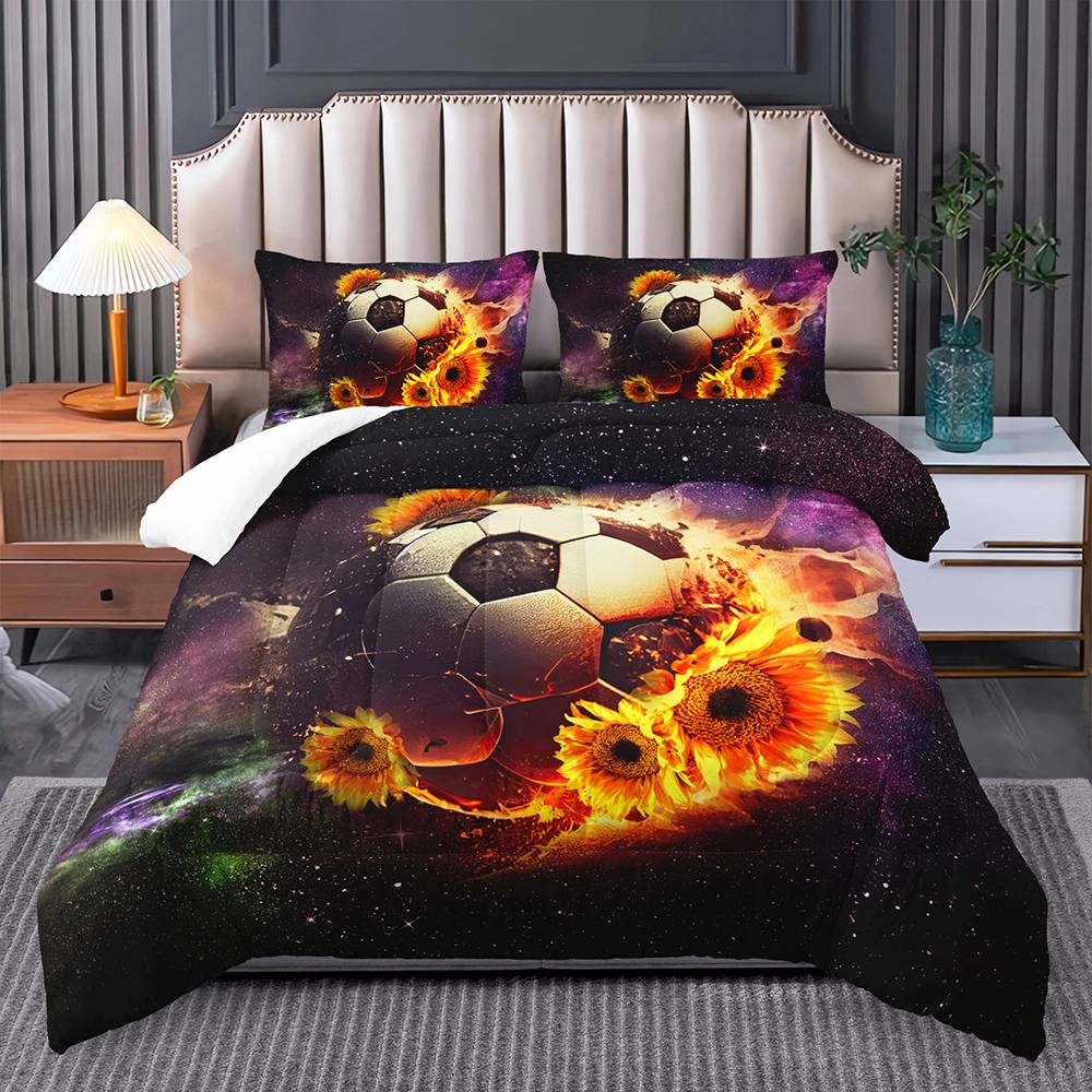 Galactic Soccer Sunflower Quilt Cover Set
