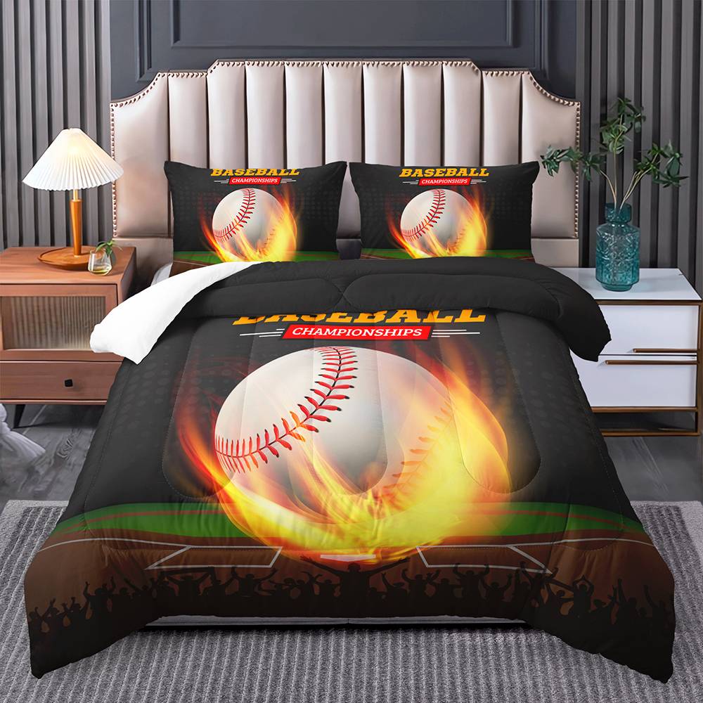 Blazing Baseball Championship Quilt Cover