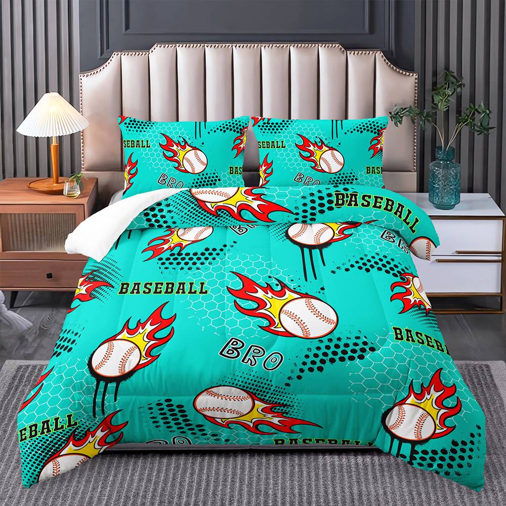 Fiery Baseball Passion Quilt Set
